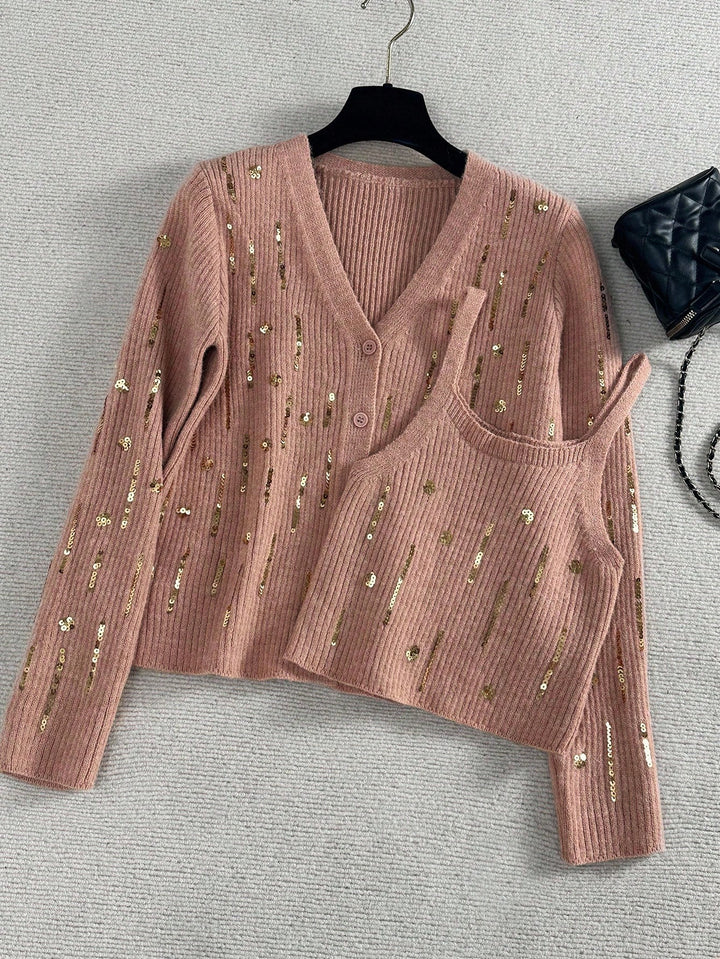 Set top și cardigan SHEIN, roz
