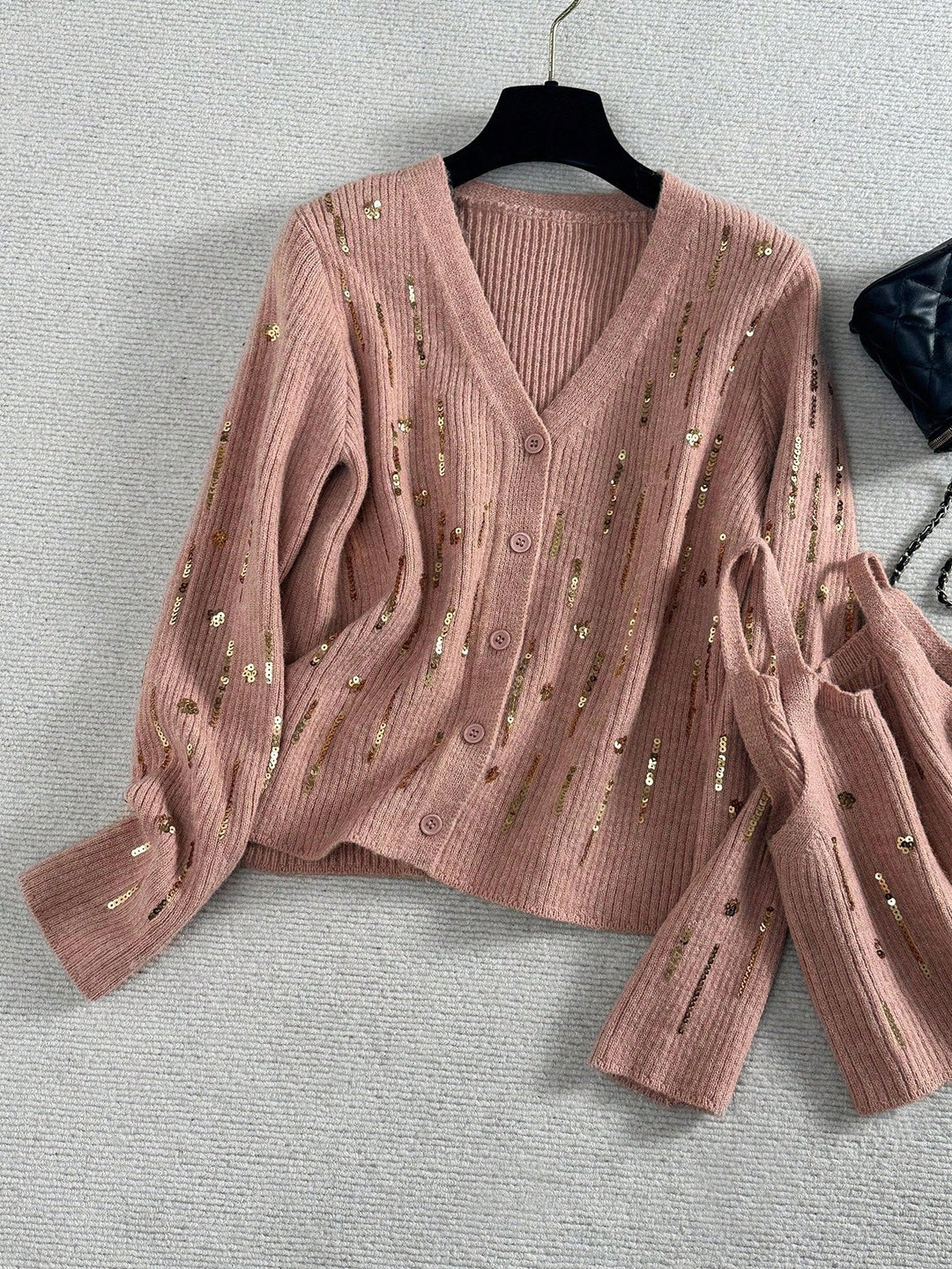 Set top și cardigan SHEIN, roz