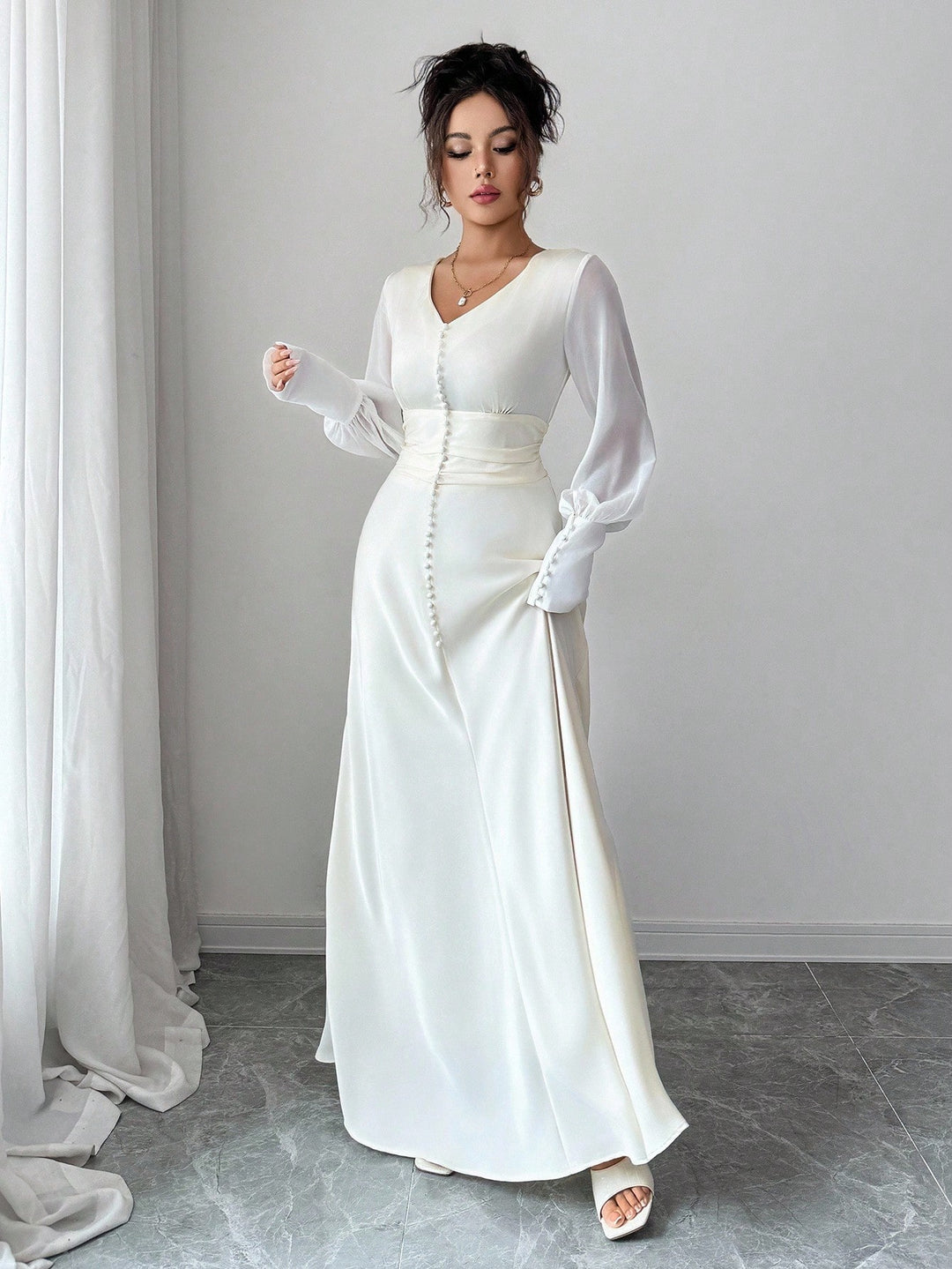 Rochie maxi SHEIN, bej