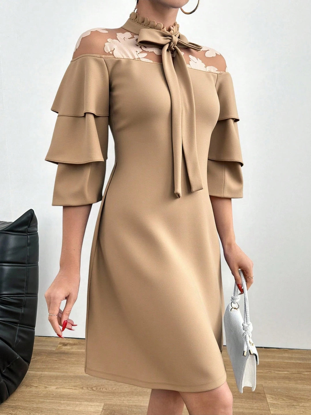 Shein mini ruha, barna