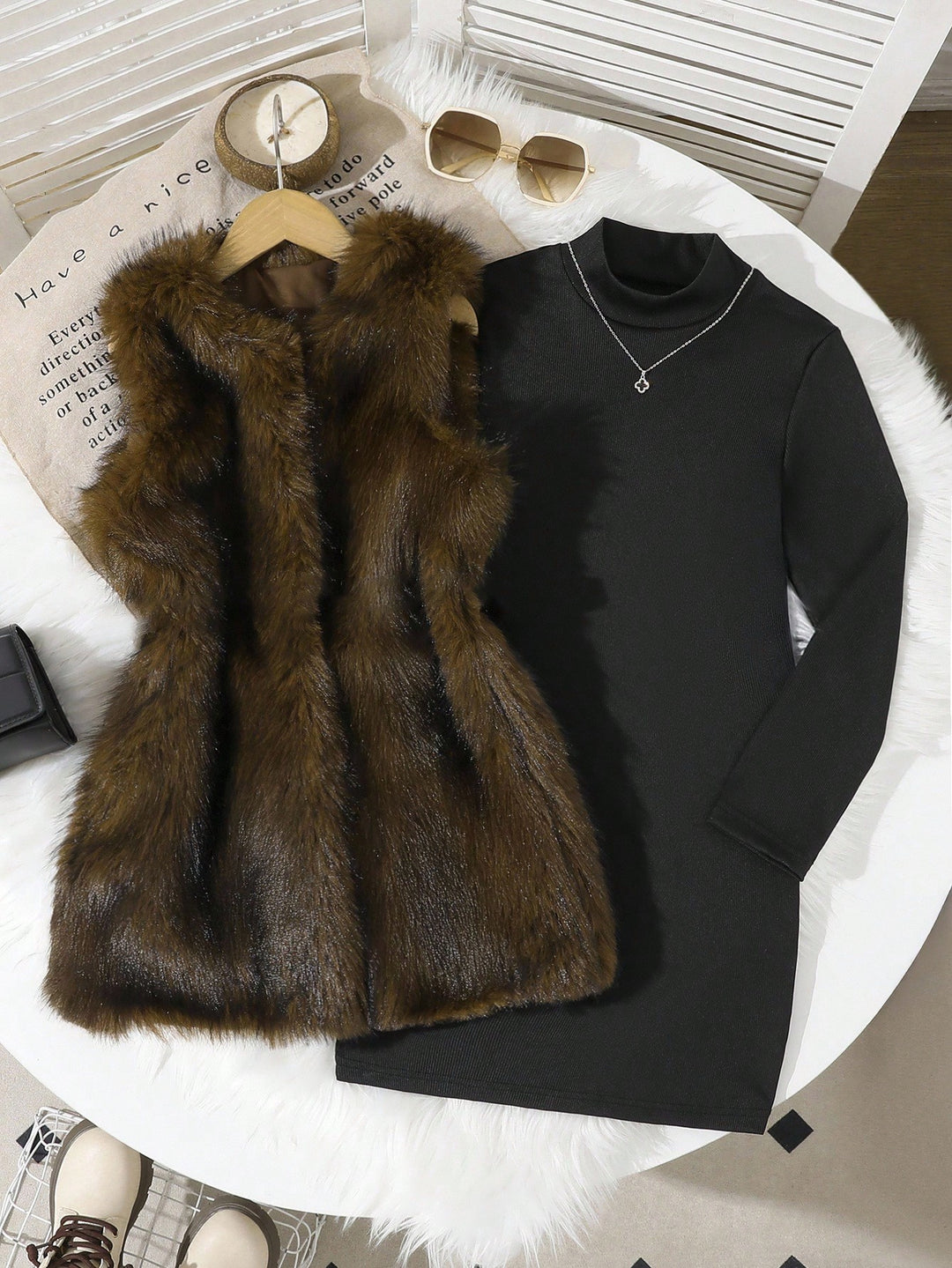 Rochie tricotată SHEIN, negru