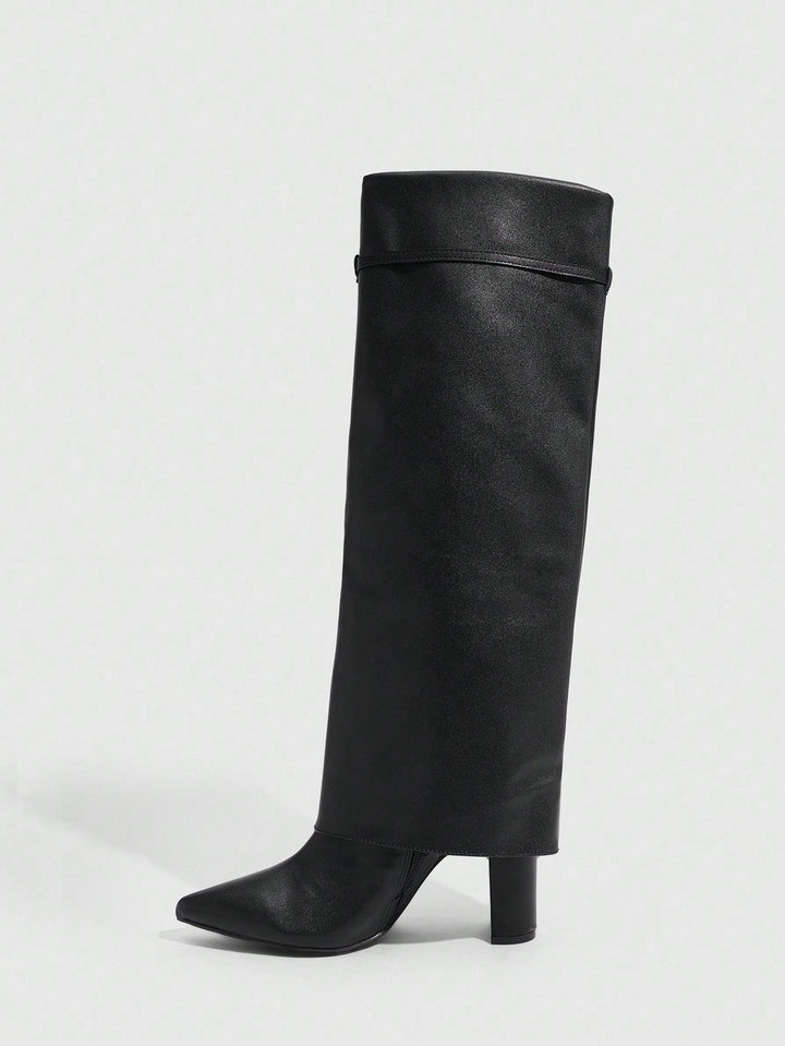 SHEIN magassarkú csizma, fekete