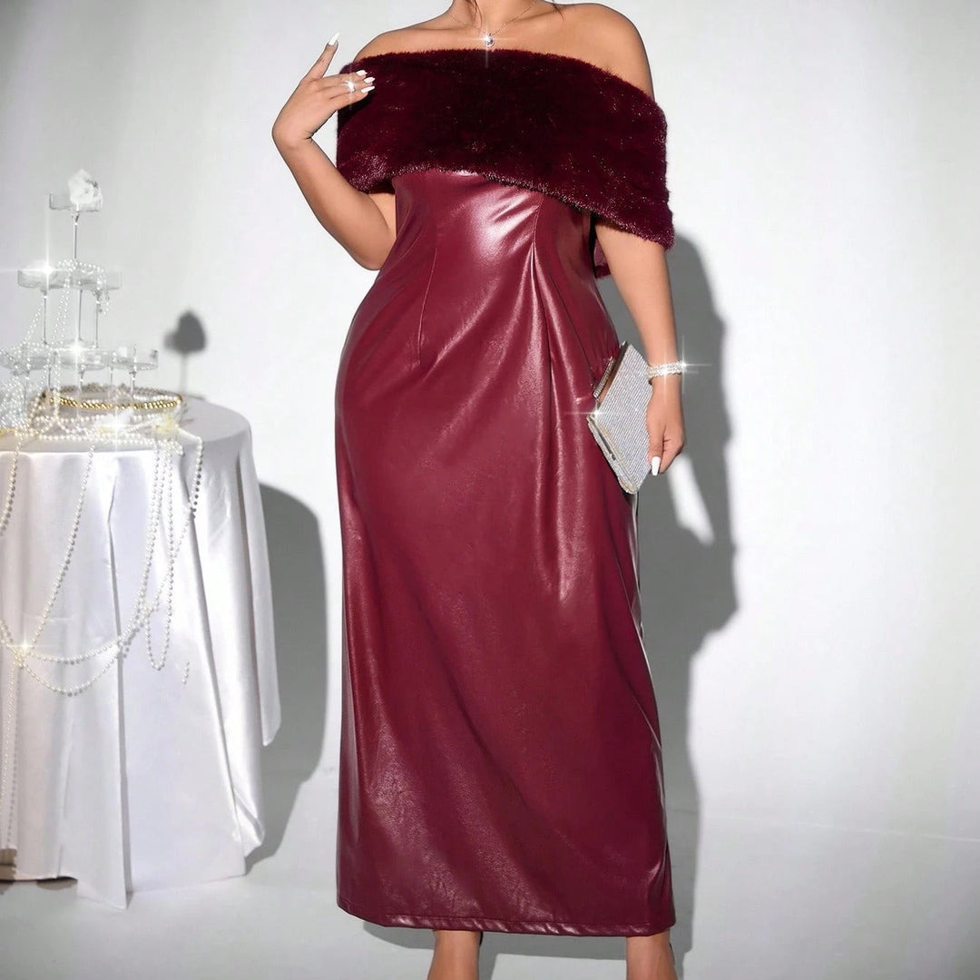 Shein Curve+ bordó midiruha