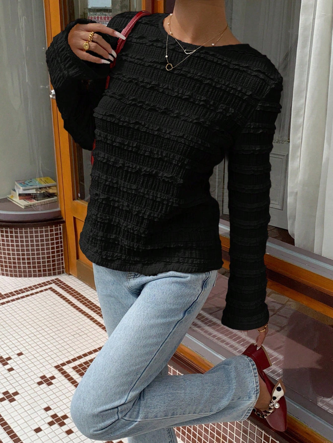 SHEIN blúz, fekete