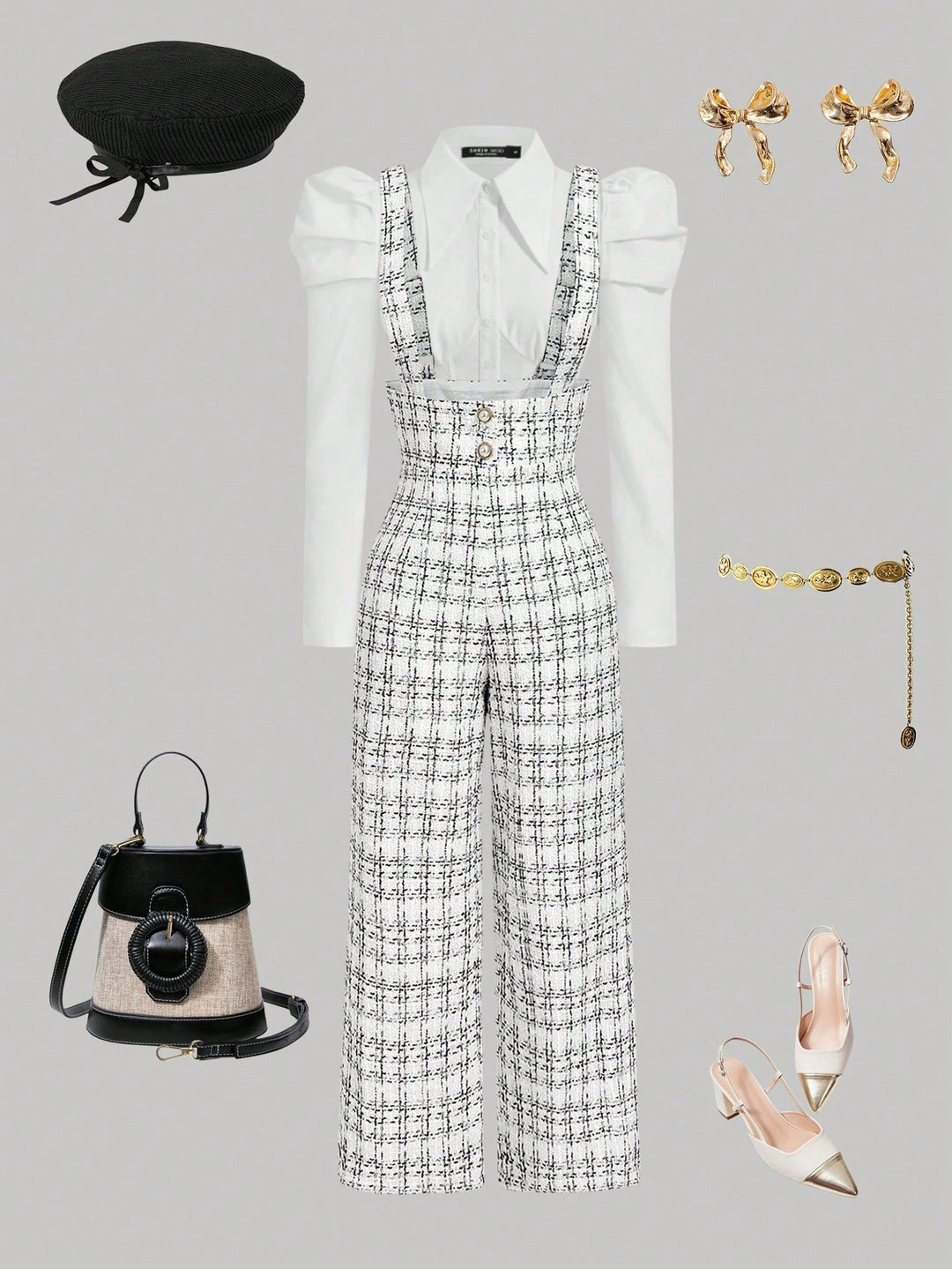 SHEIN hosszú jumpsuit, fehér