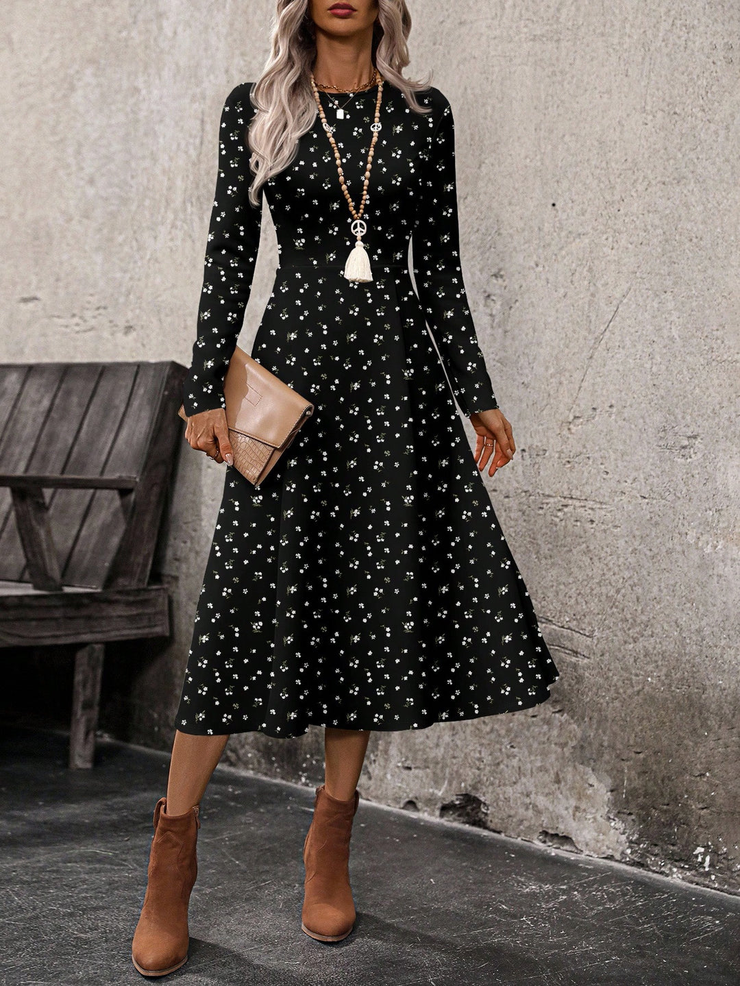 Rochie midi SHEIN, mix culori