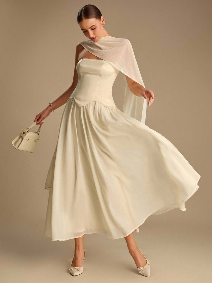 Rochie maxi SHEIN, crem