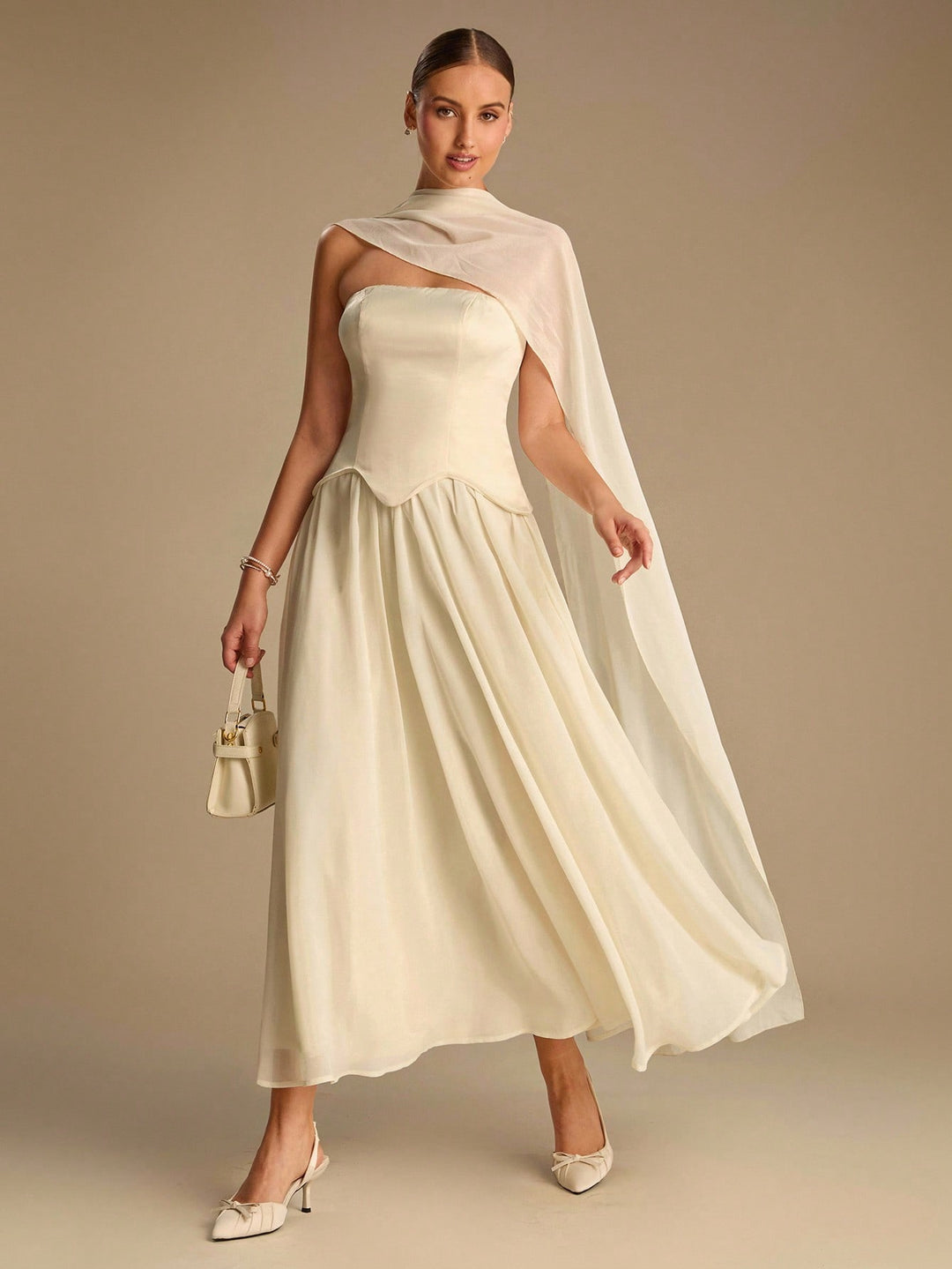 Rochie maxi SHEIN, crem