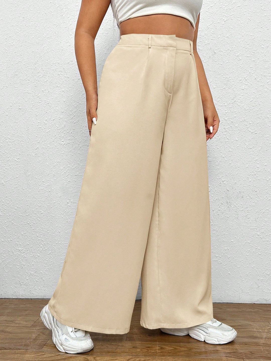 Shein Curve+ nadrág, krém