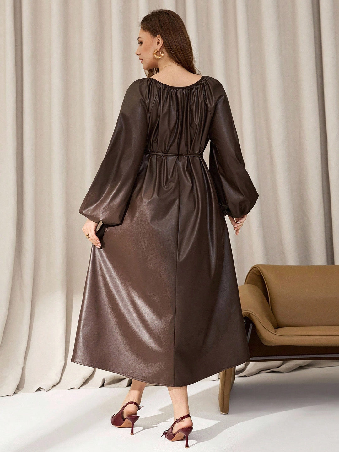 Rochie midi Shein Curve+, maro
