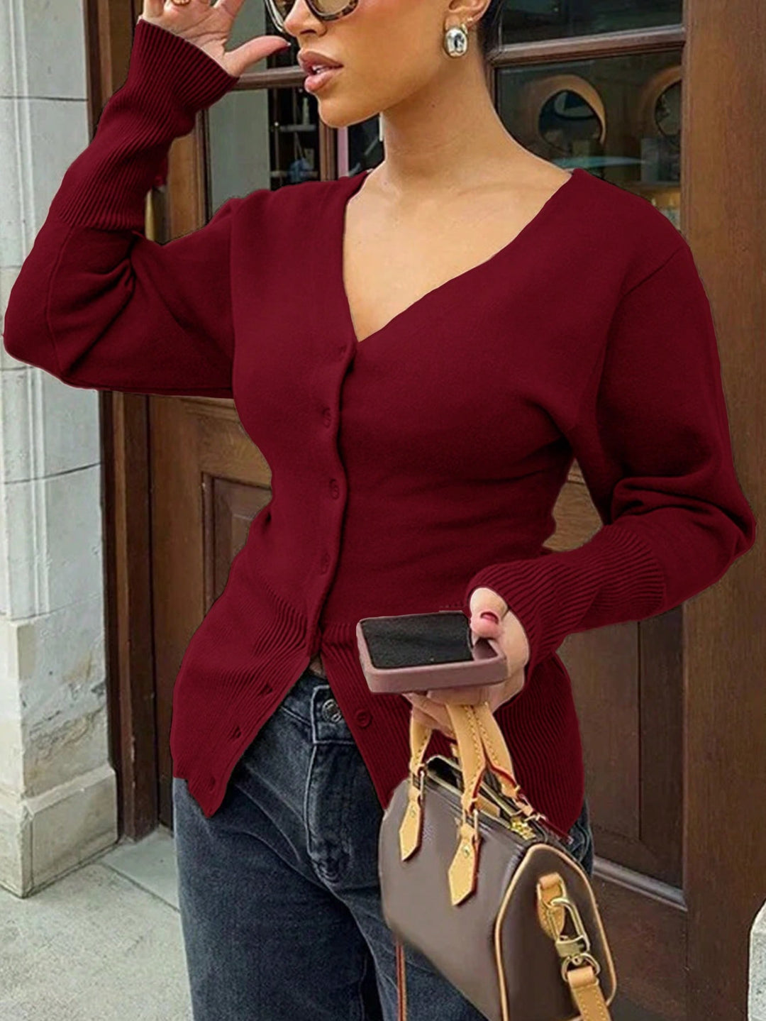 Cardigan SHEIN, vișiniu