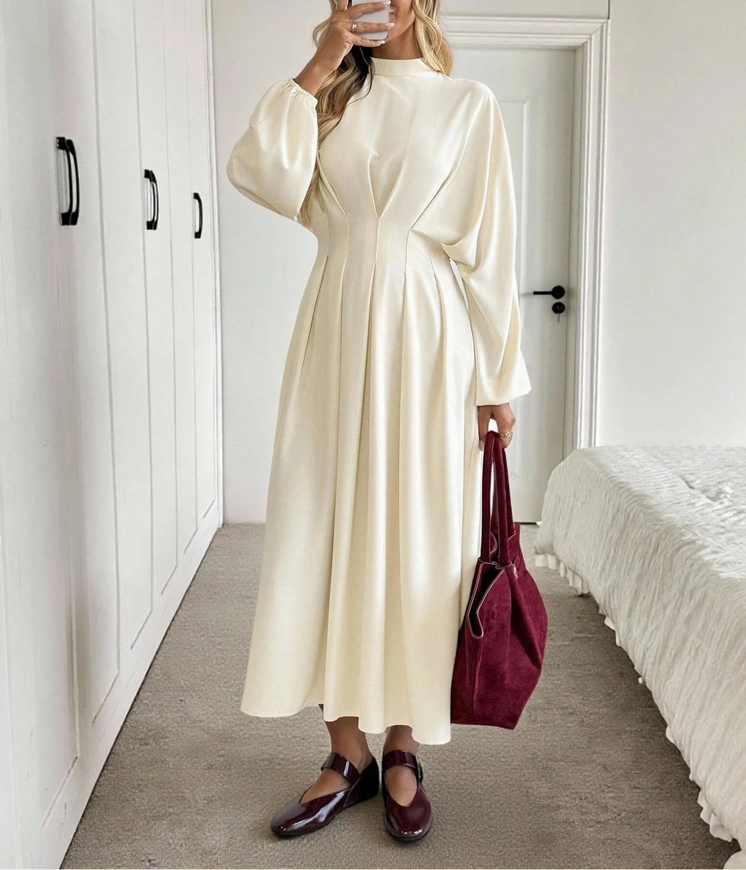 Rochie maxi Shein, crem
