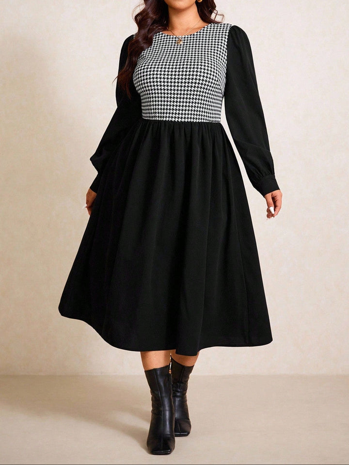 Shein Curve+ midi ruha, fekete