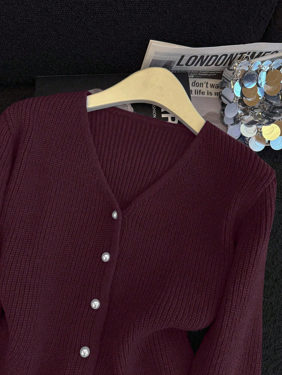 Cardigan SHEIN, vișiniu