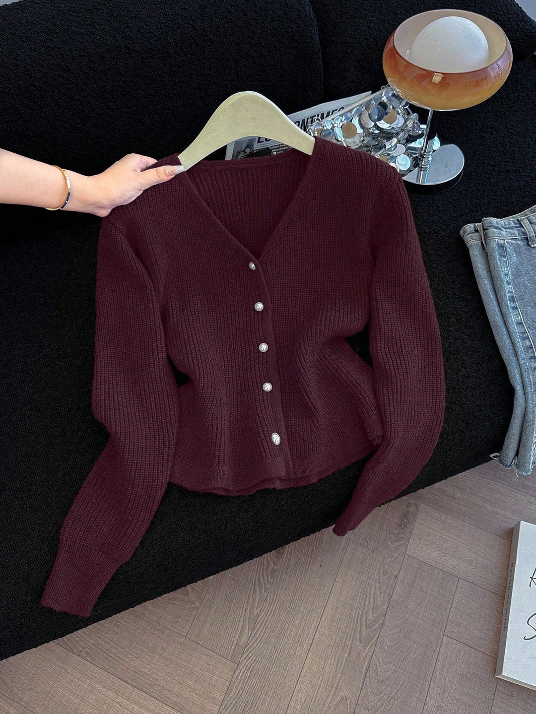 Cardigan SHEIN, vișiniu