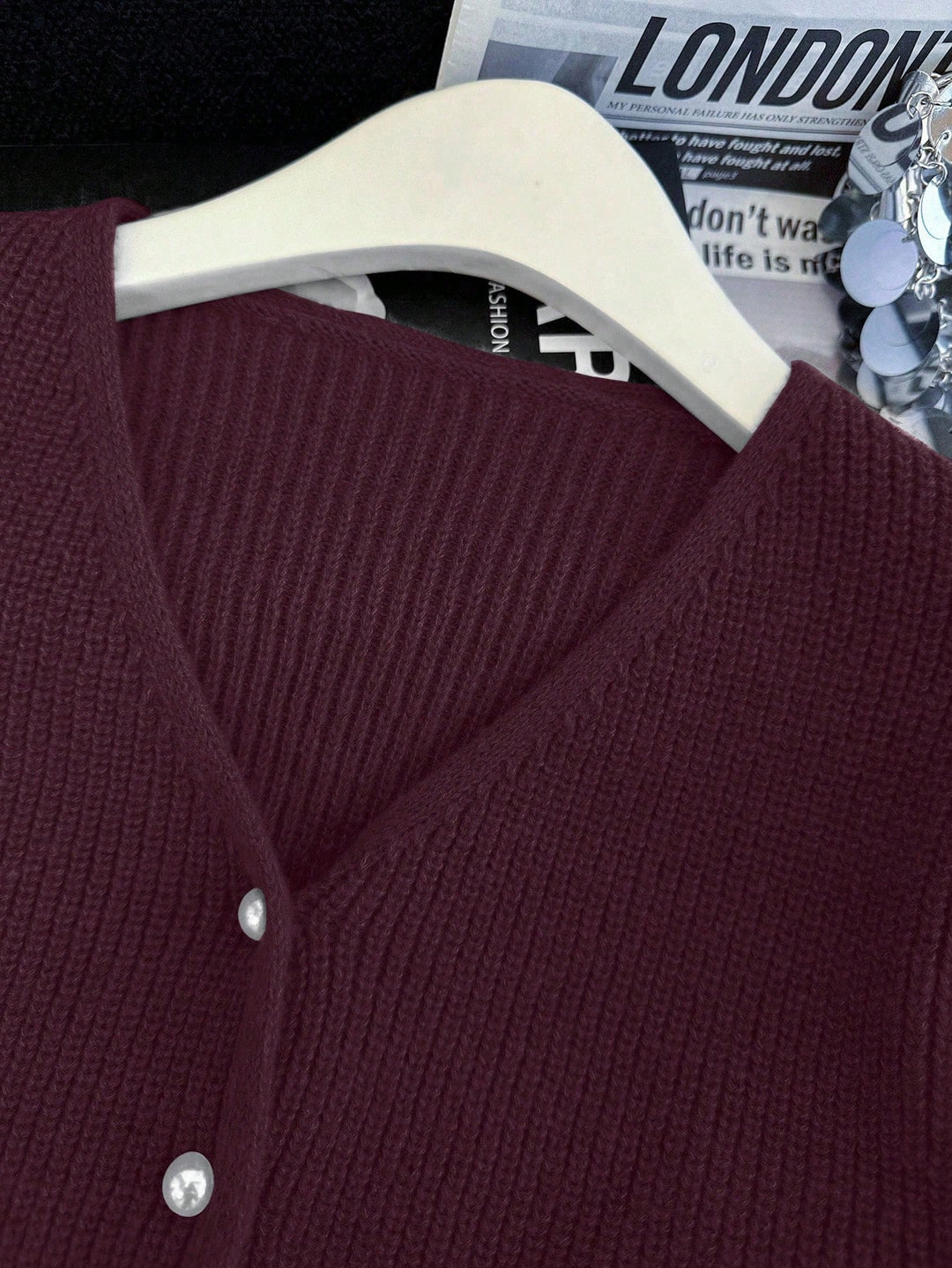 Cardigan SHEIN, vișiniu