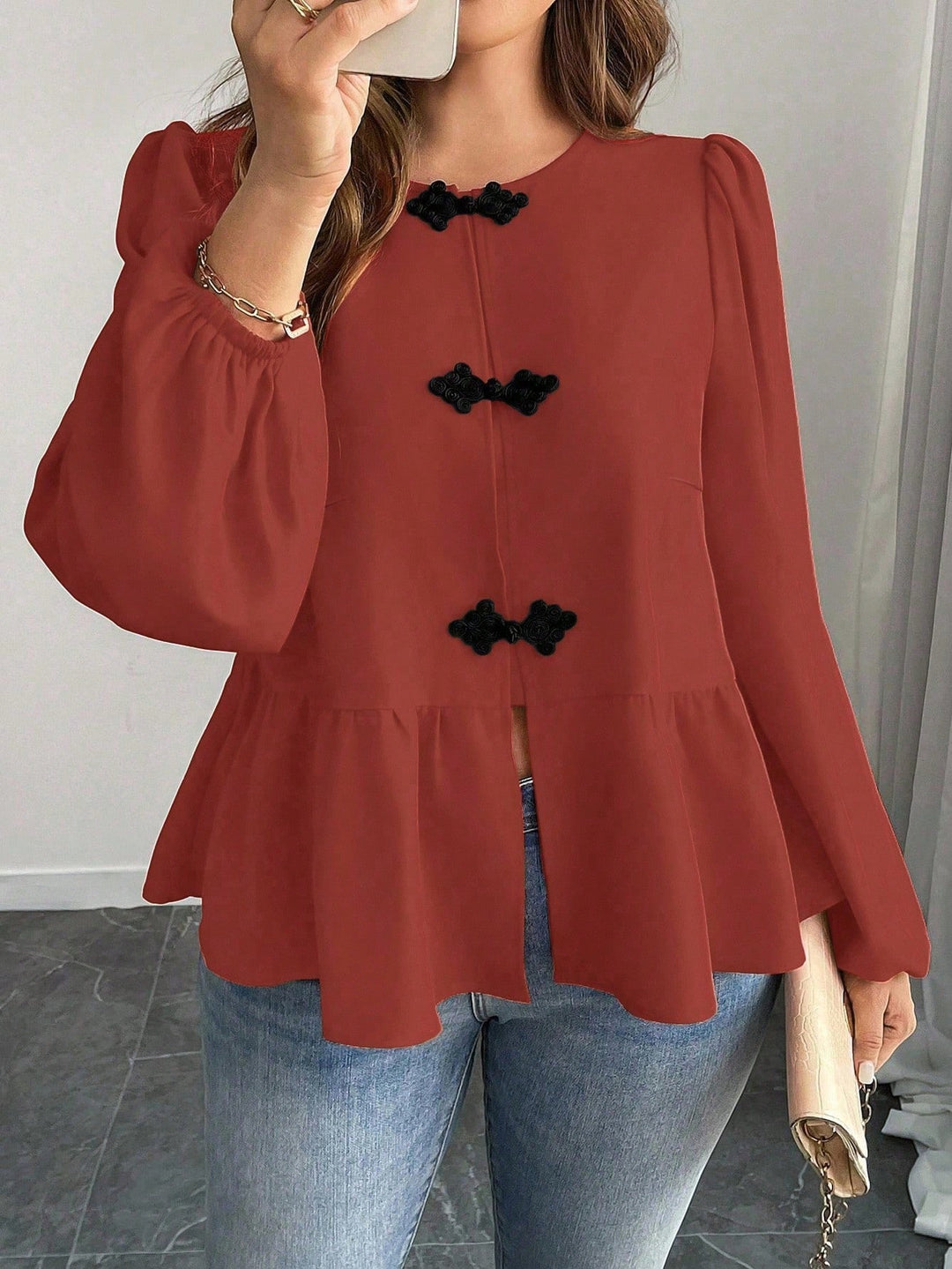 Shein Curve+ ing, téglavörös