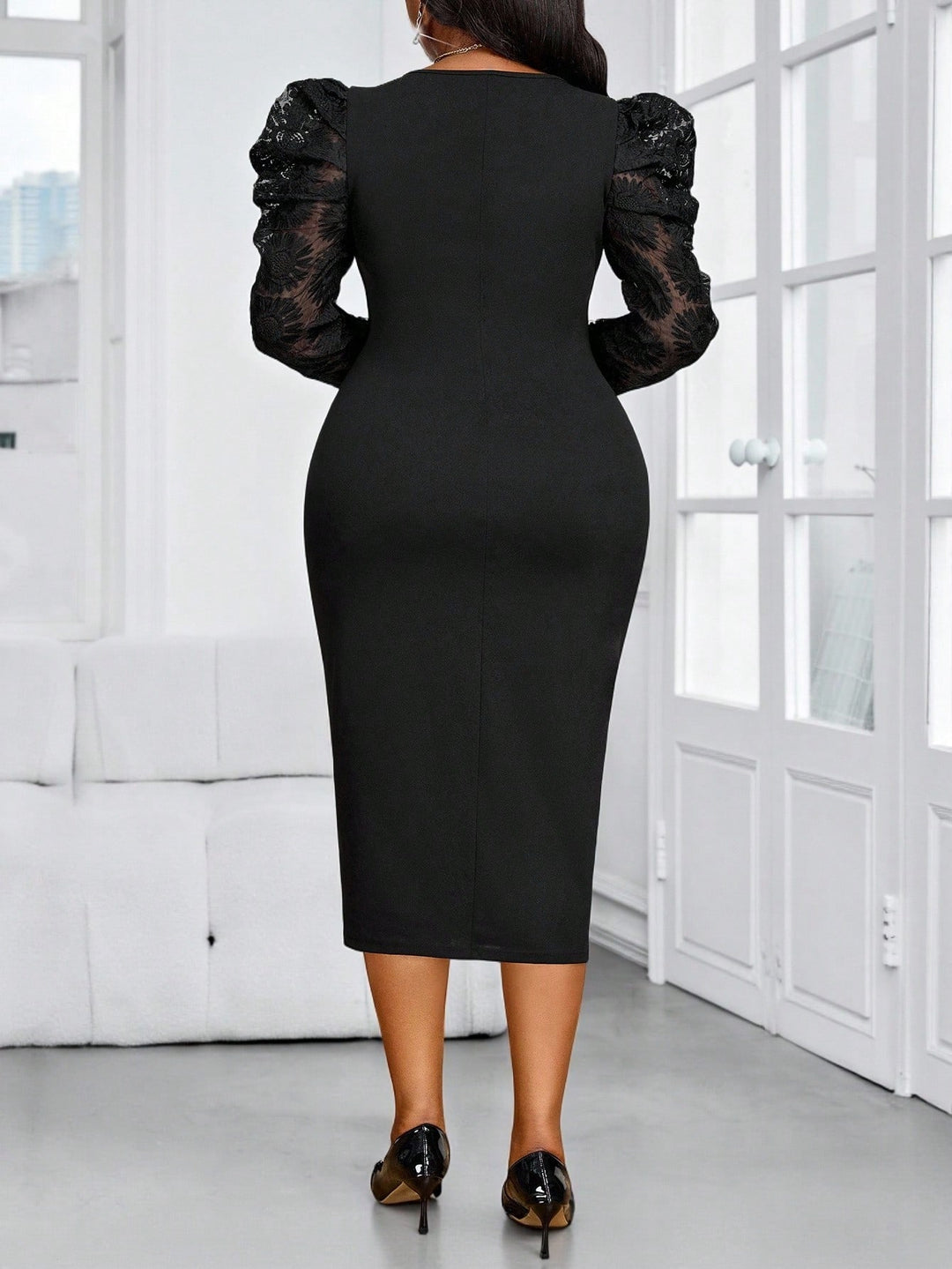 Rochie midi Shein Curve+, negru