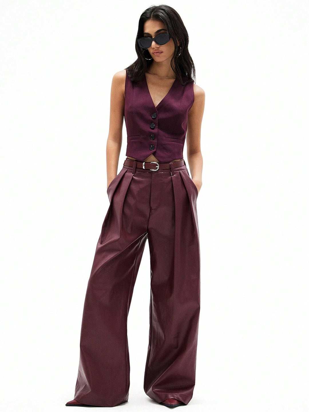 Pantaloni SHEIN, vișiniu
