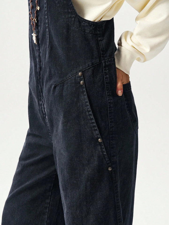 SHEIN farmer kezeslábas, fekete