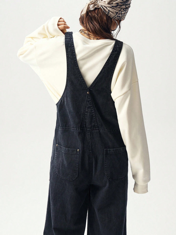 SHEIN farmer kezeslábas, fekete