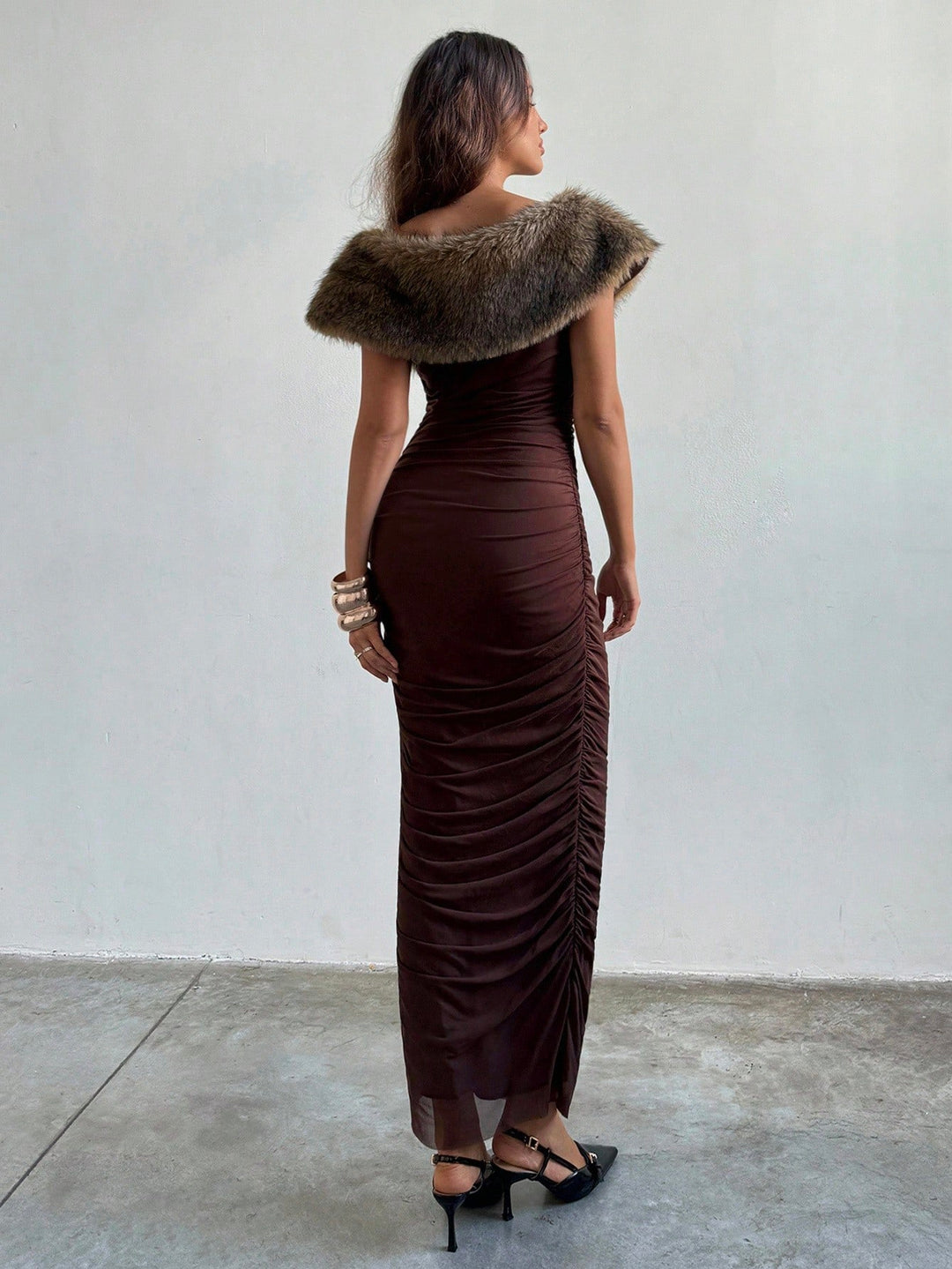 Shein maxi ruha, barna