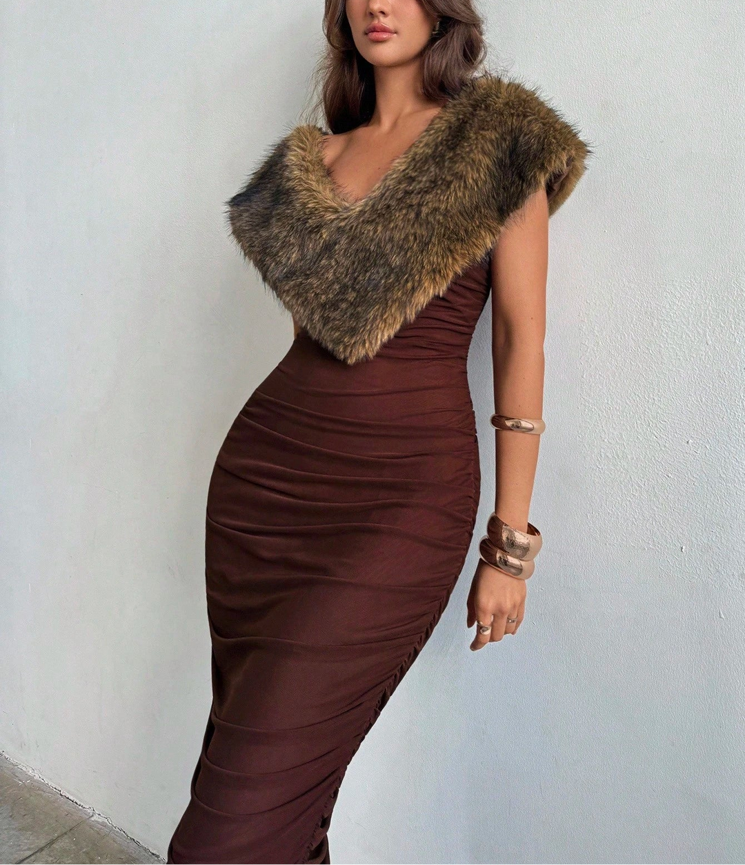 Shein maxi ruha, barna