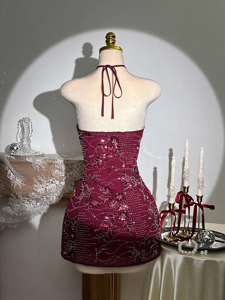SHEIN mini ruha, bordó