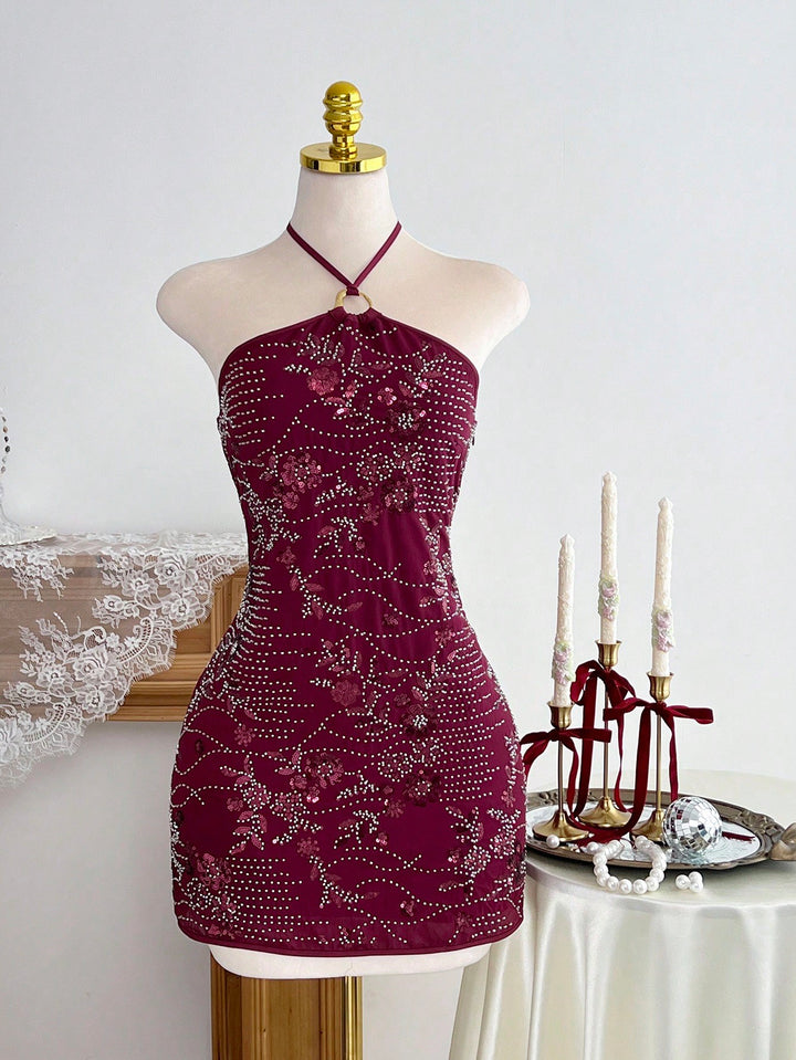 SHEIN mini ruha, bordó