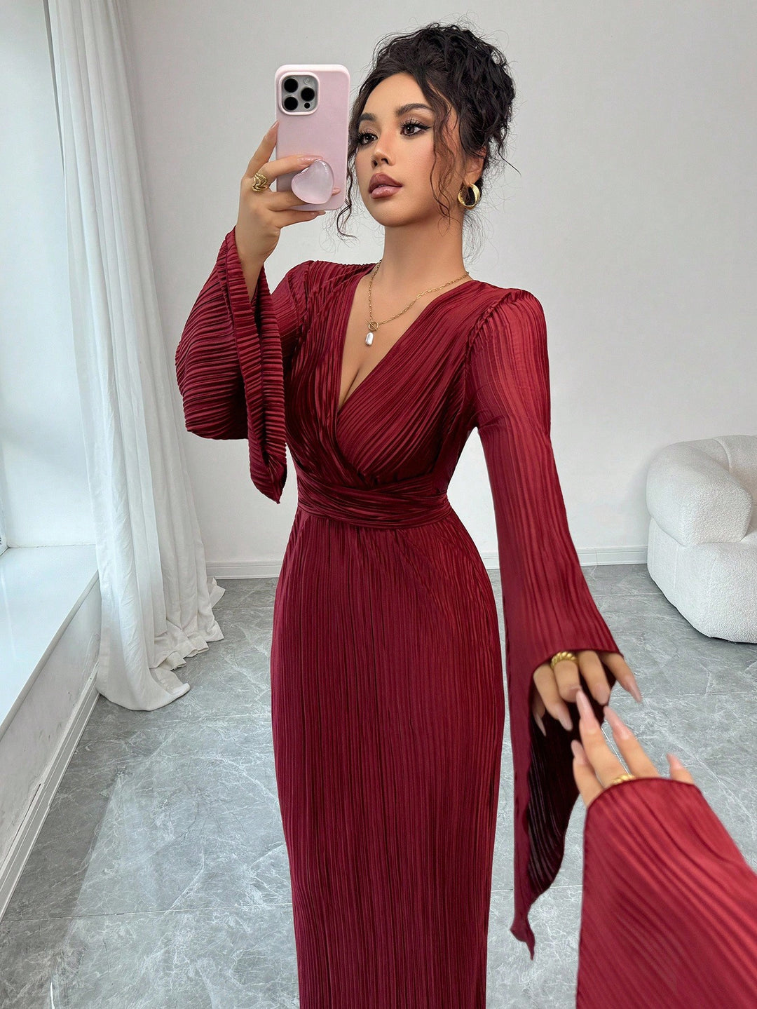Rochie midi SHEIN, vișiniu