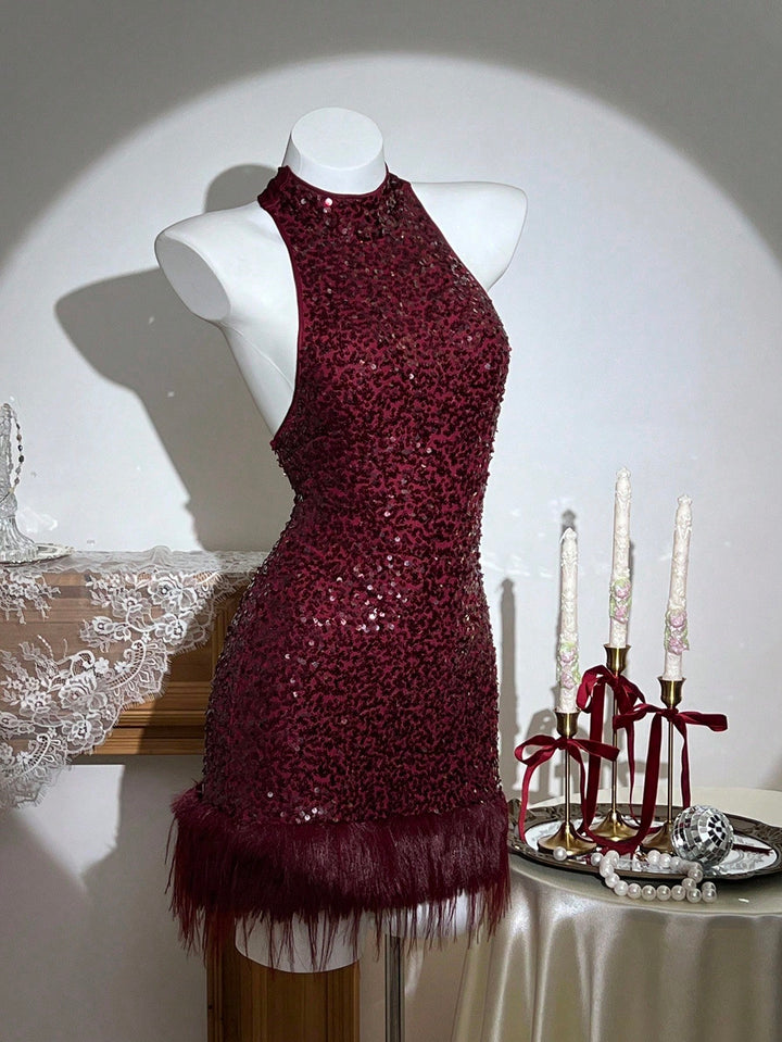 SHEIN mini ruha, bordó