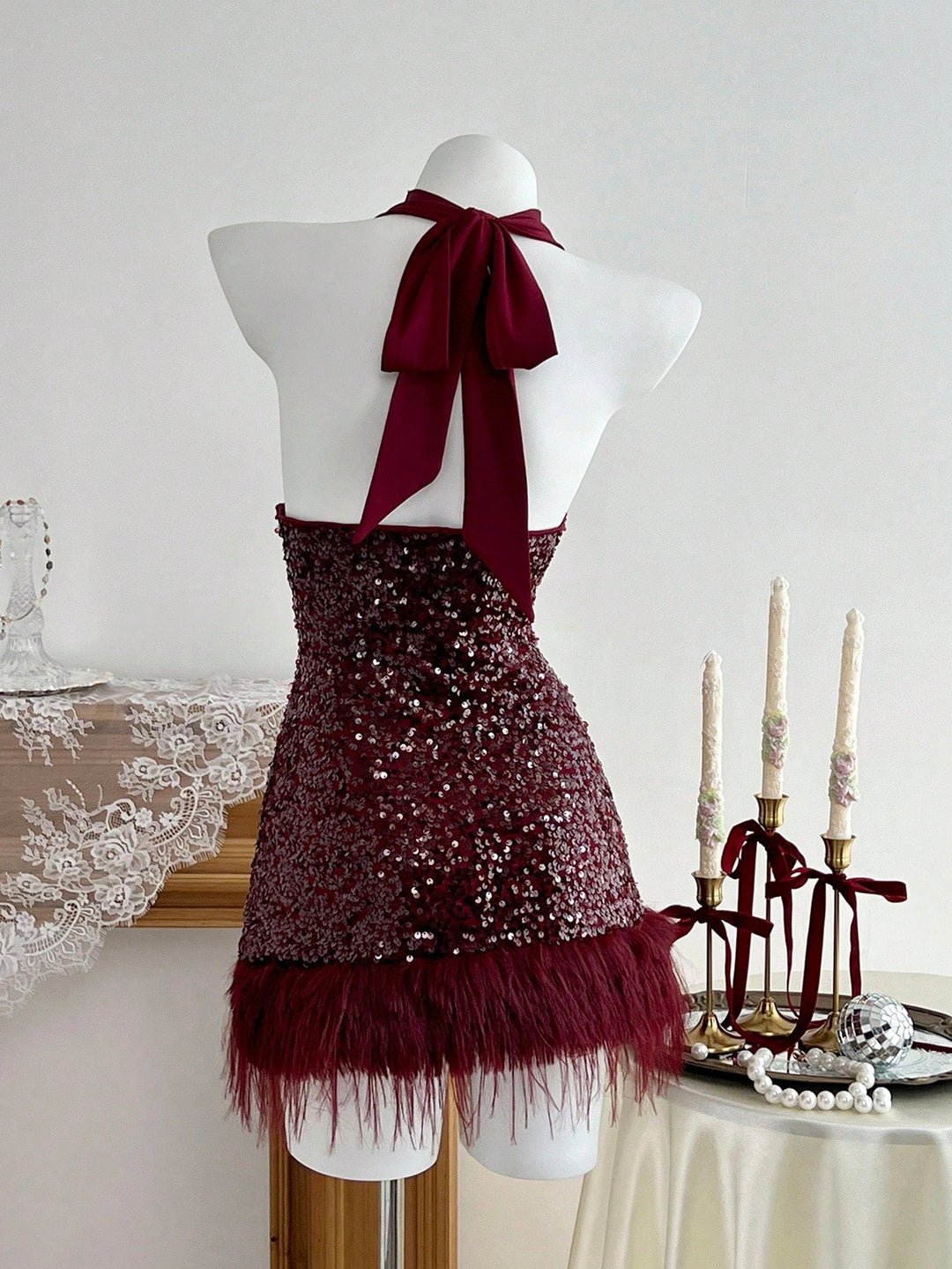 SHEIN mini ruha, bordó