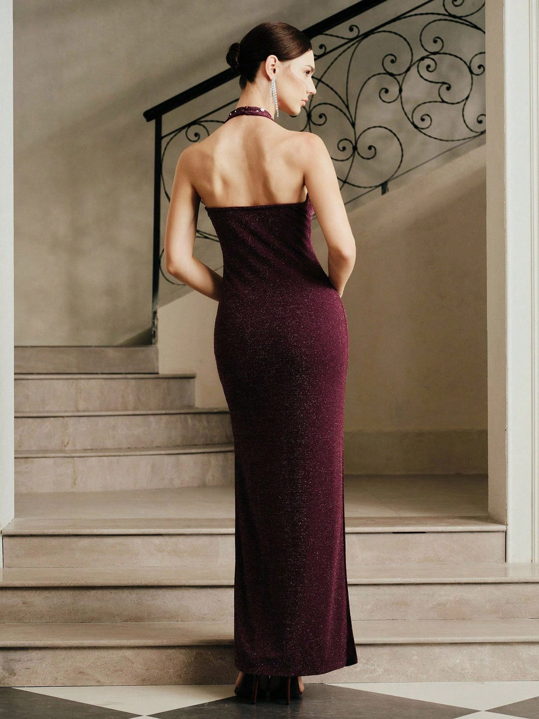 SHEIN Maxi ruha, bordó