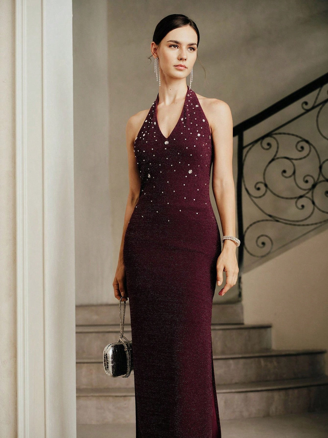 SHEIN Maxi ruha, bordó