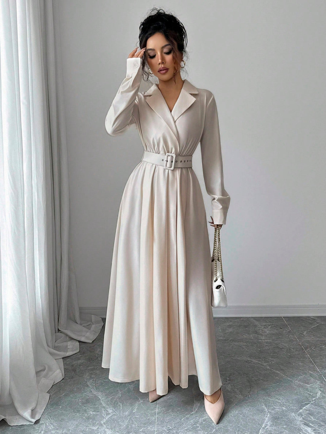SHEIN maxi ruha, krémszínű