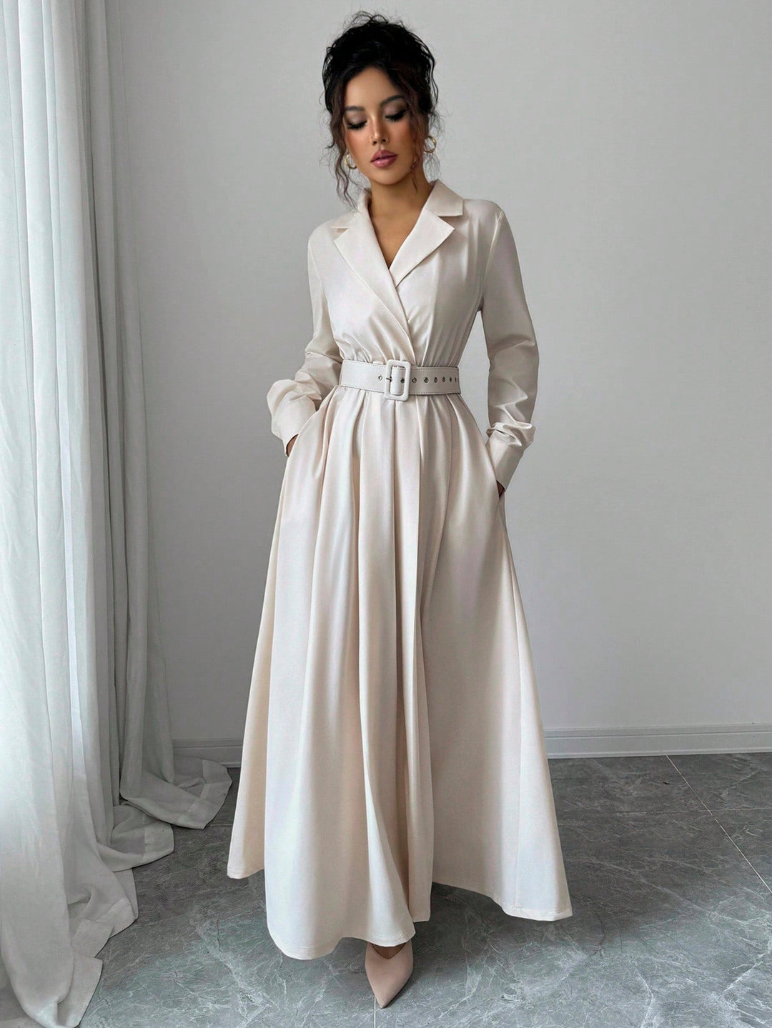 SHEIN maxi ruha, krémszínű