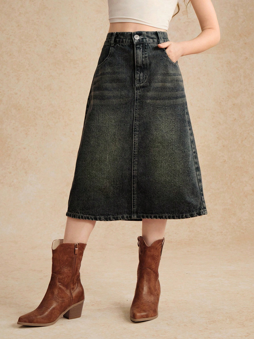 SHEIN farmerhatású szoknya, kék