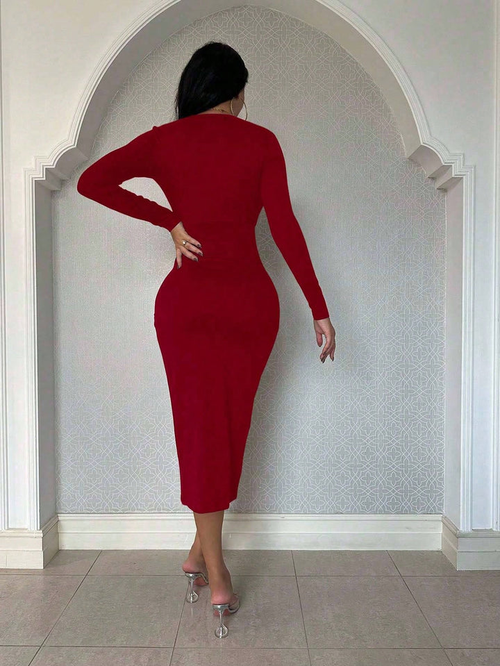SHEIN midi ruha, piros