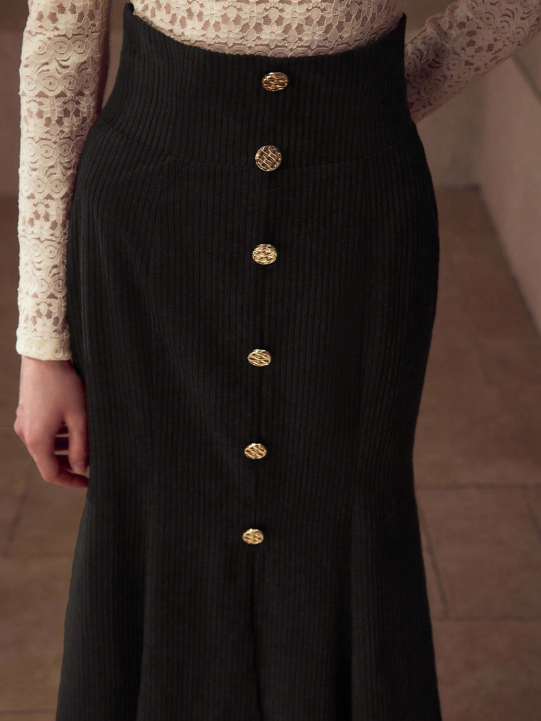 Fustă midi SHEIN, negru