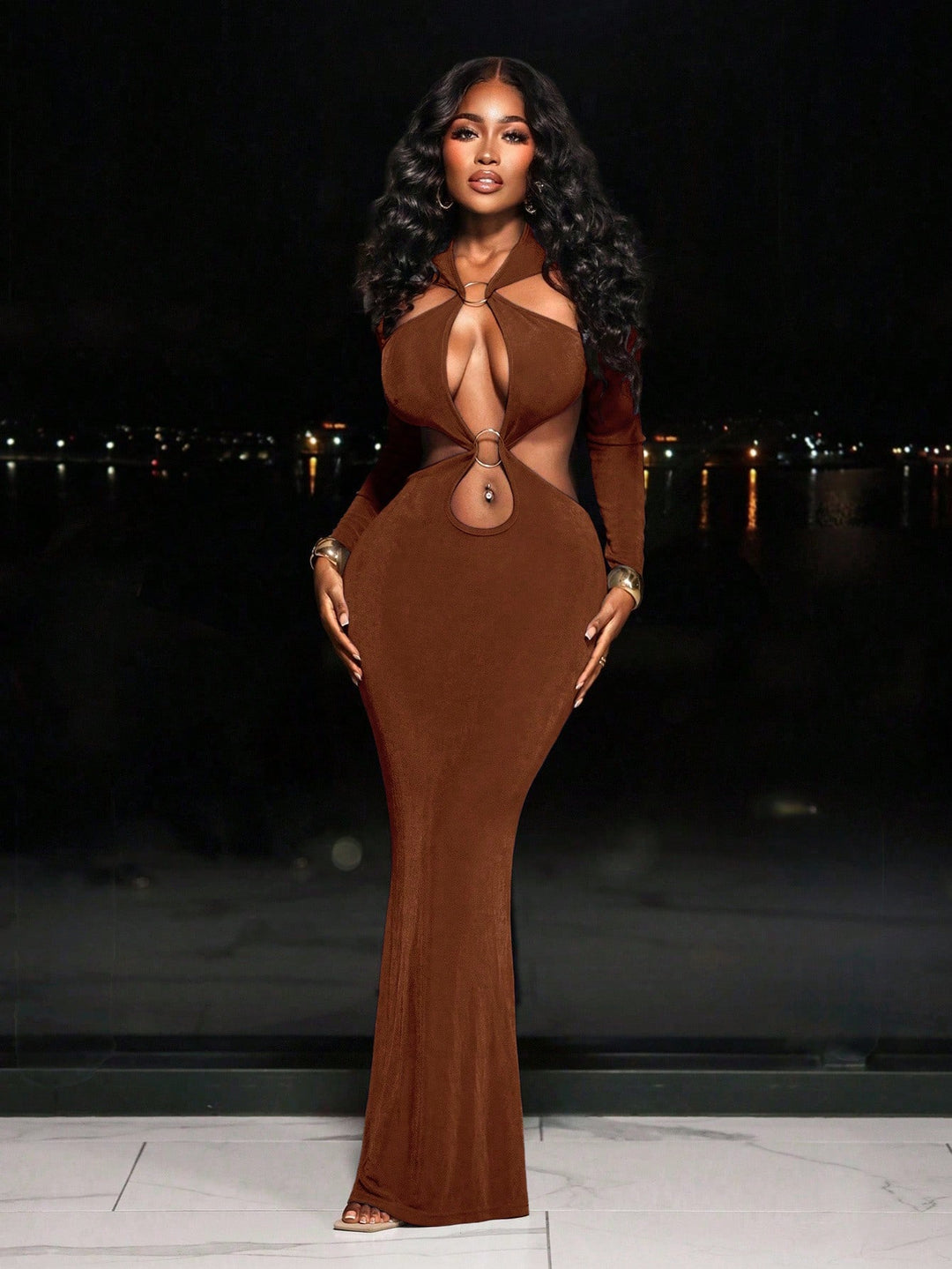 Rochie maxi SHEIN, maro