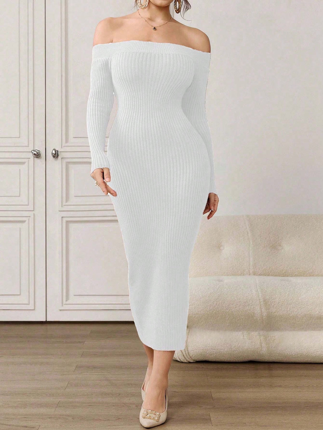 SHEIN maxi ruha, fehér