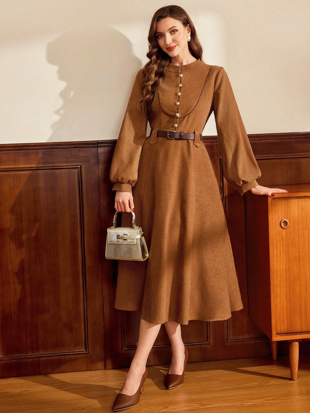 Rochie midi SHEIN, maro