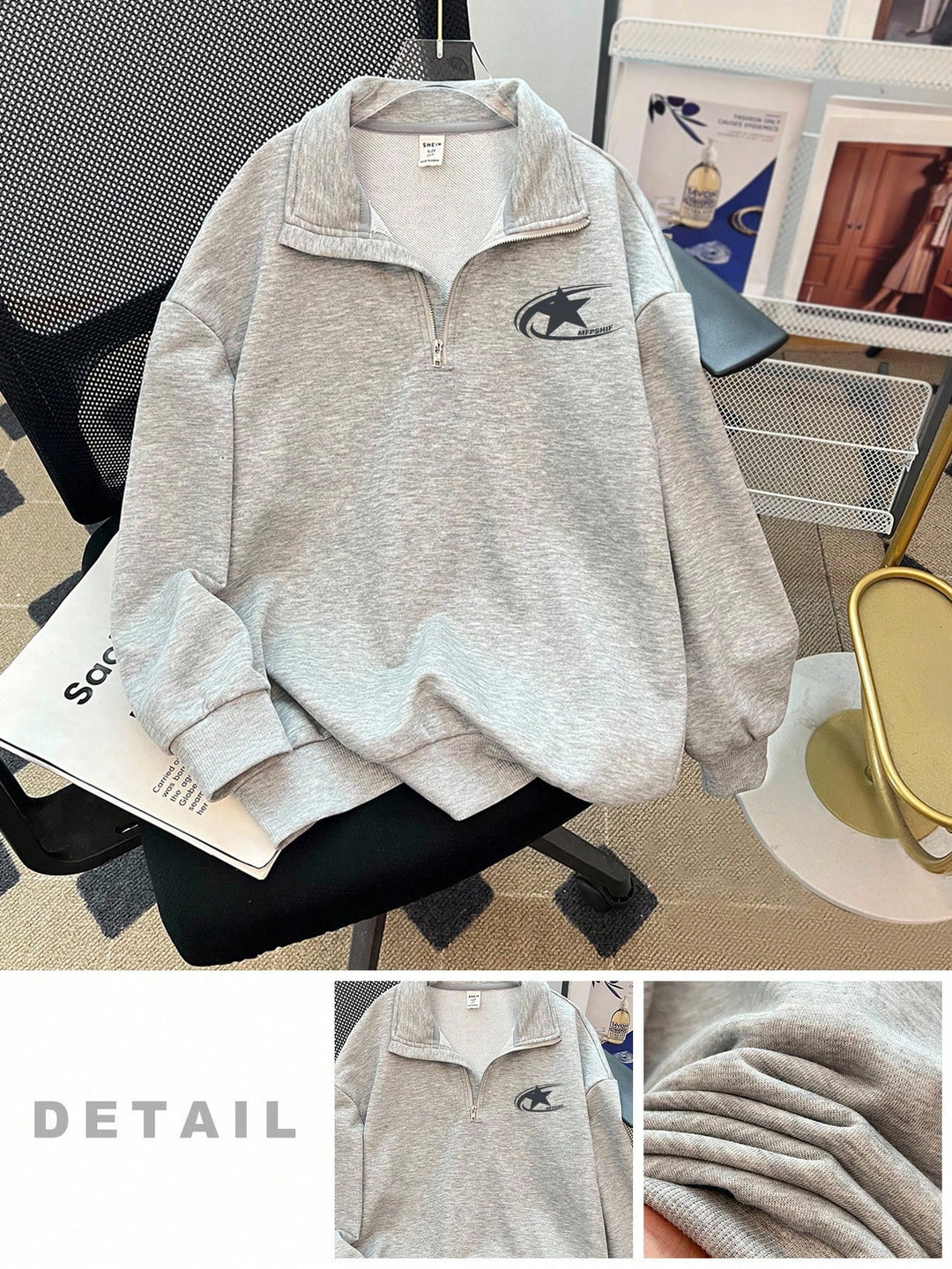 SHEIN kapucnis pulóver, szürke