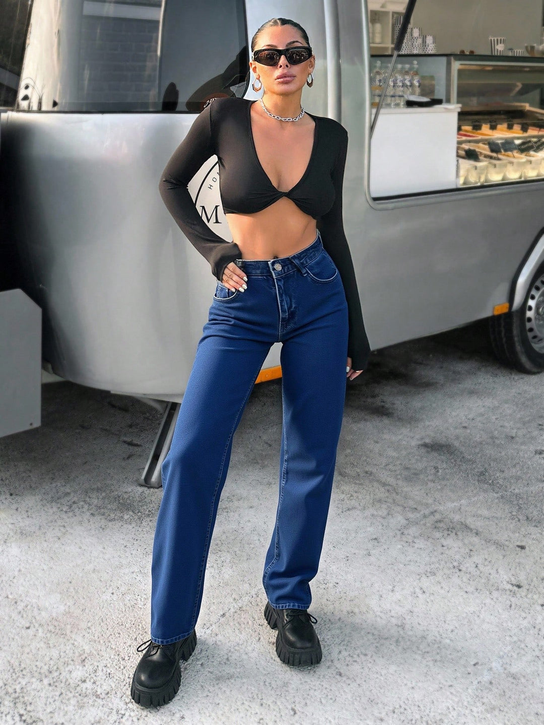 Jeans SHEIN, turcoaz