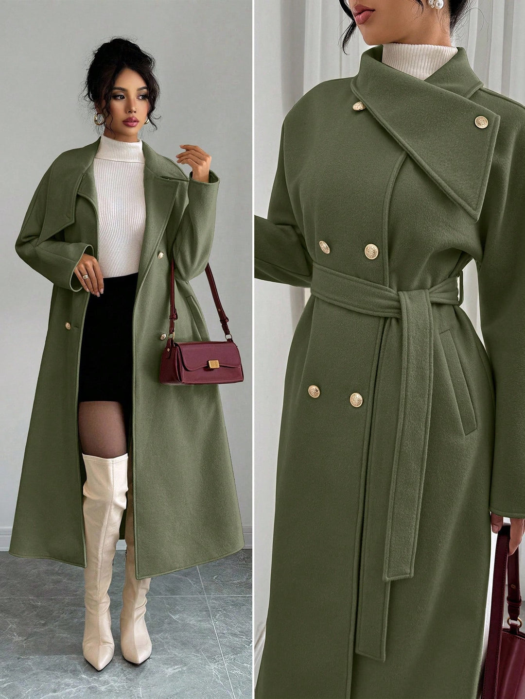 SHEIN télikabát, khaki