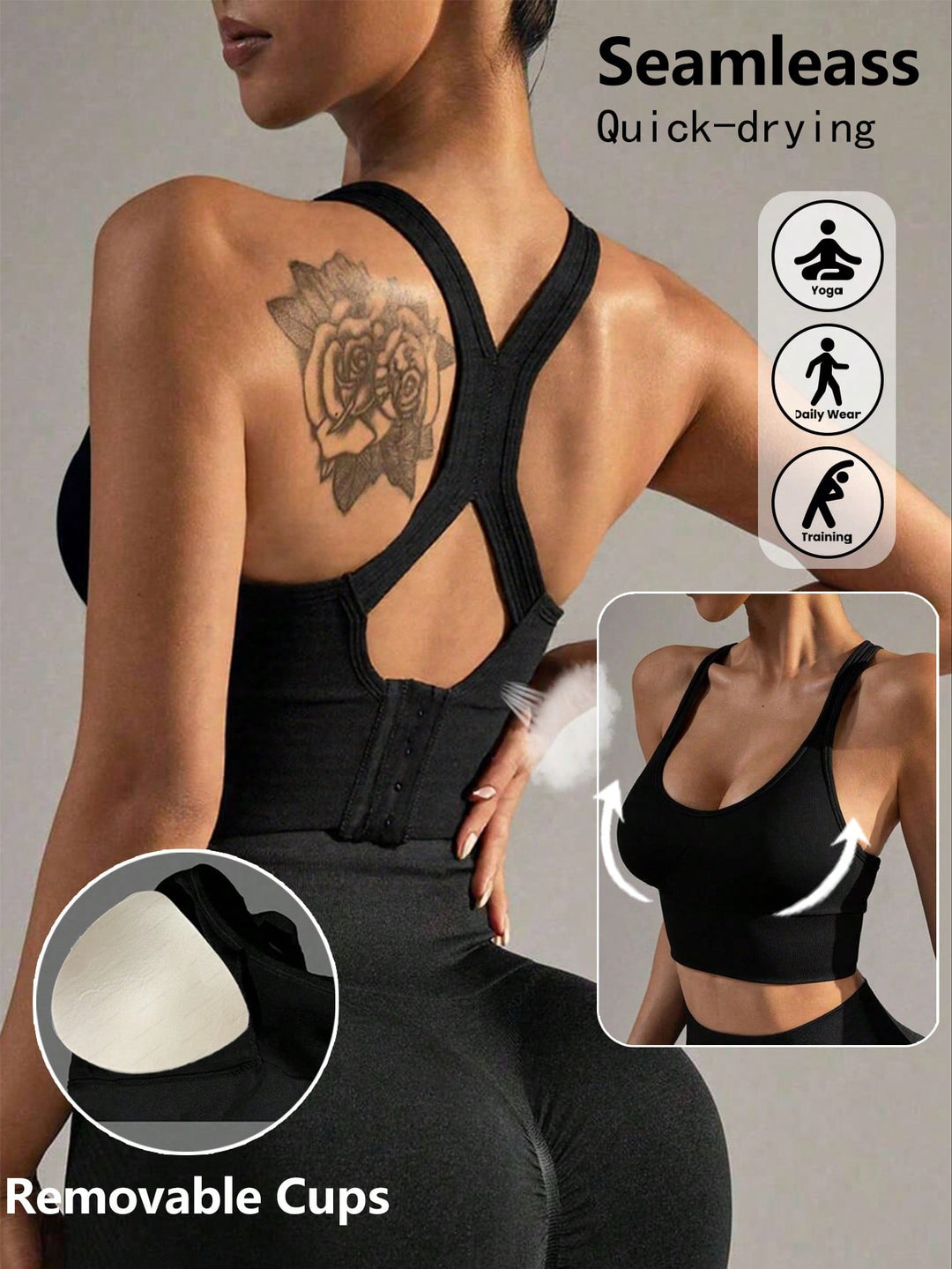 SHEIN fekete sportbustier