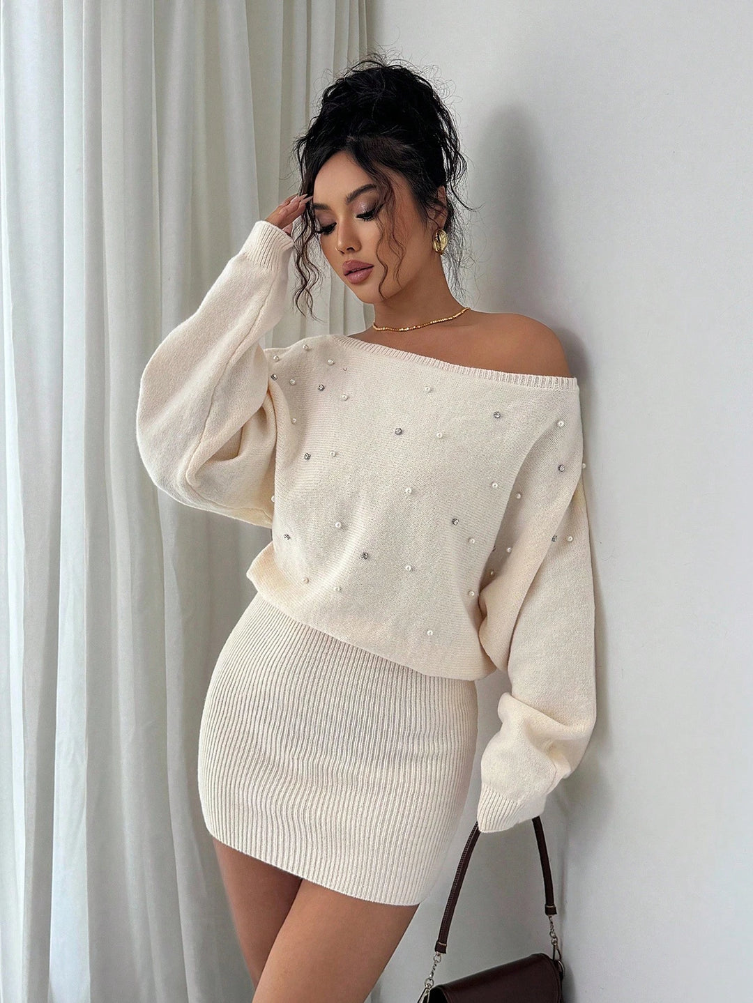 SHEIN mini ruha, krém