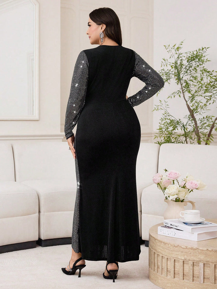 Shein Curve+ maxi ruha, fekete