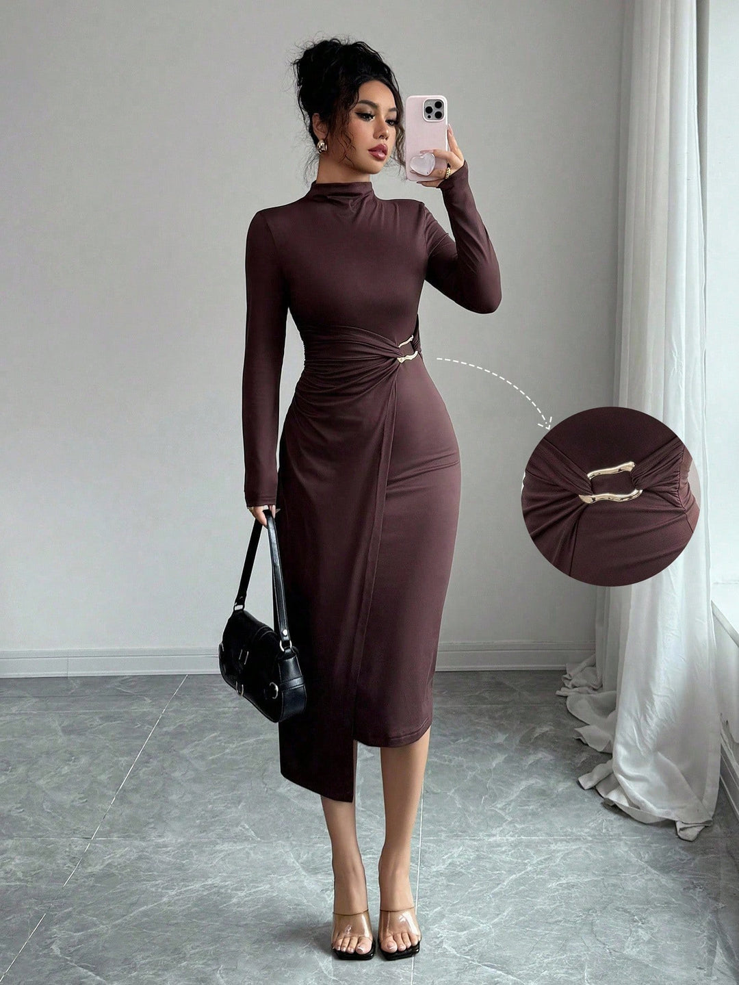 Rochie midi SHEIN, maro