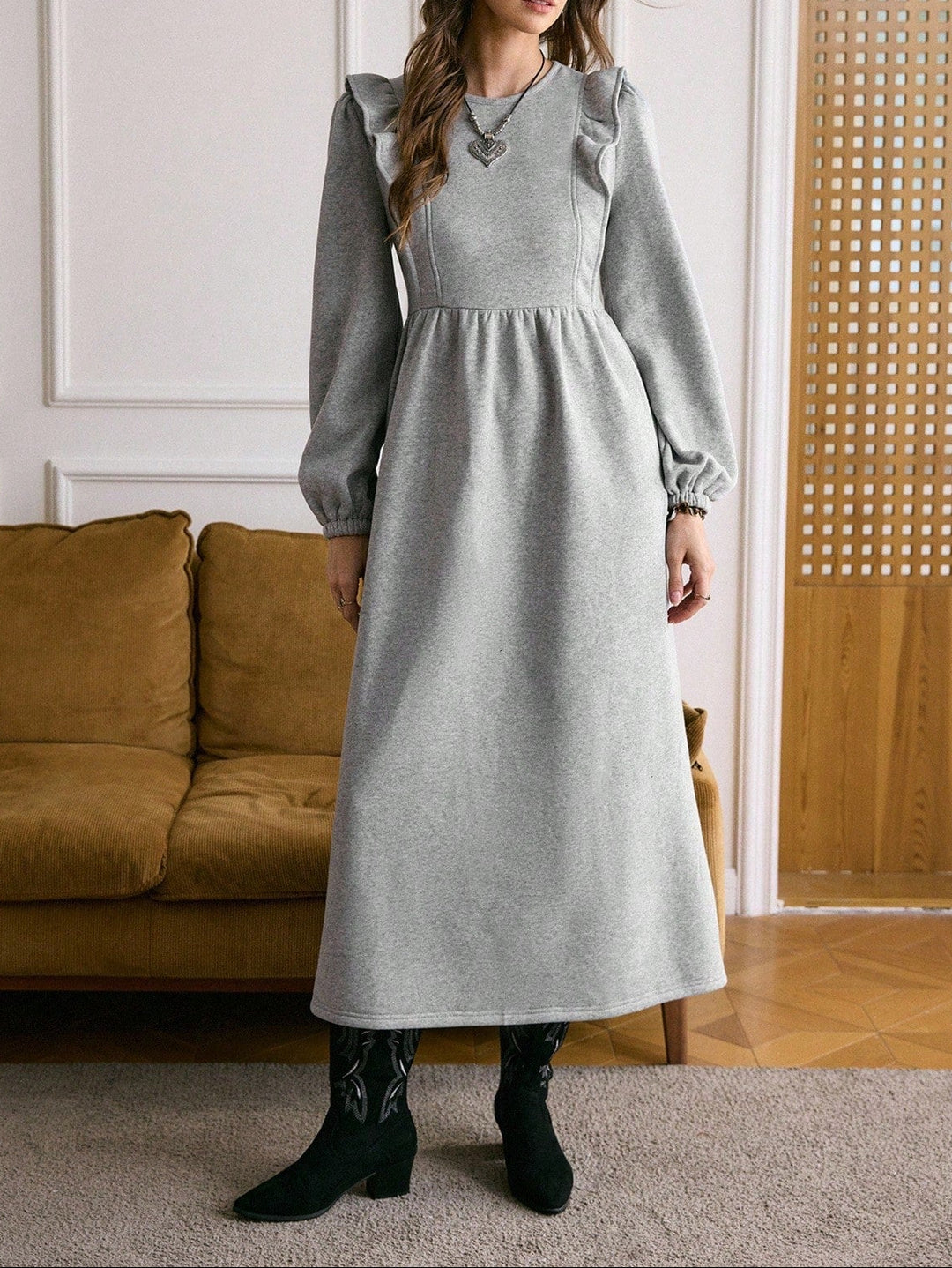 SHEIN midi ruha, szürke